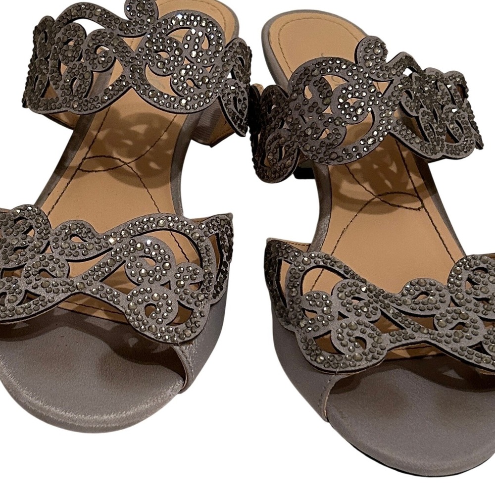 J. Renee Francie Silver Rhinestone Slide Sandal Women 8.5W - Picture 3 of 9